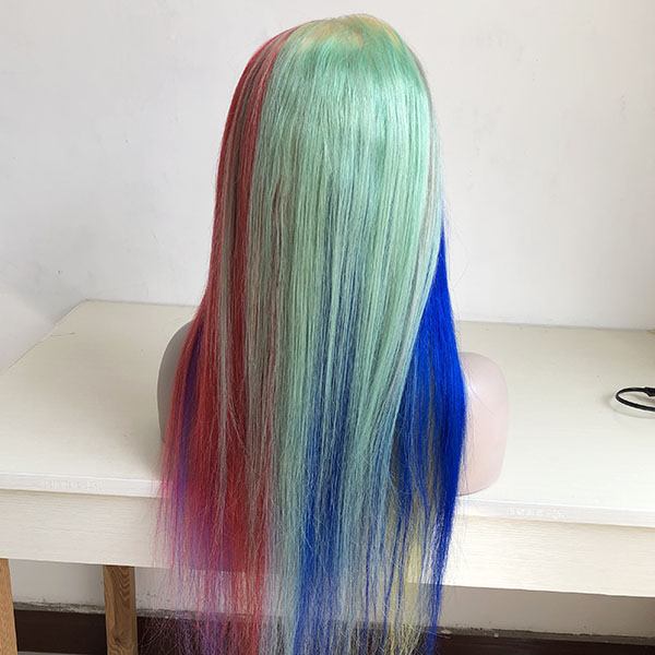 rainbow human hair wig